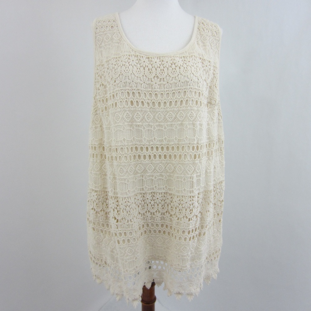Ava & Viv Cream Lace Boho Tank Top *A21